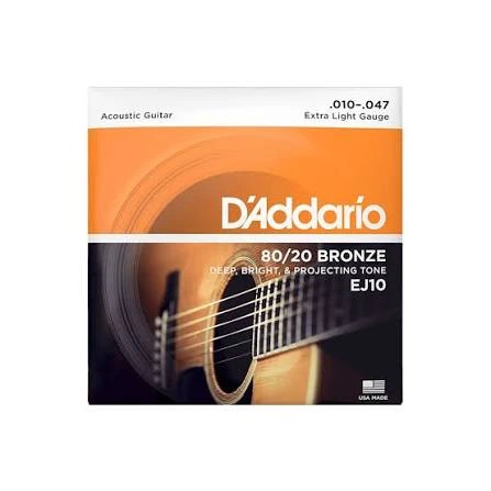 D’Addario EJ10 — Extra Light Acoustic Guitar Strings (10–47)